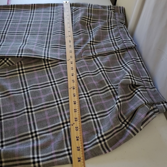 ASOS DESIGN Smart Tapered Pants Size 16 Purple Pow Check Viscose Blend Preppy - Picture 8 of 15